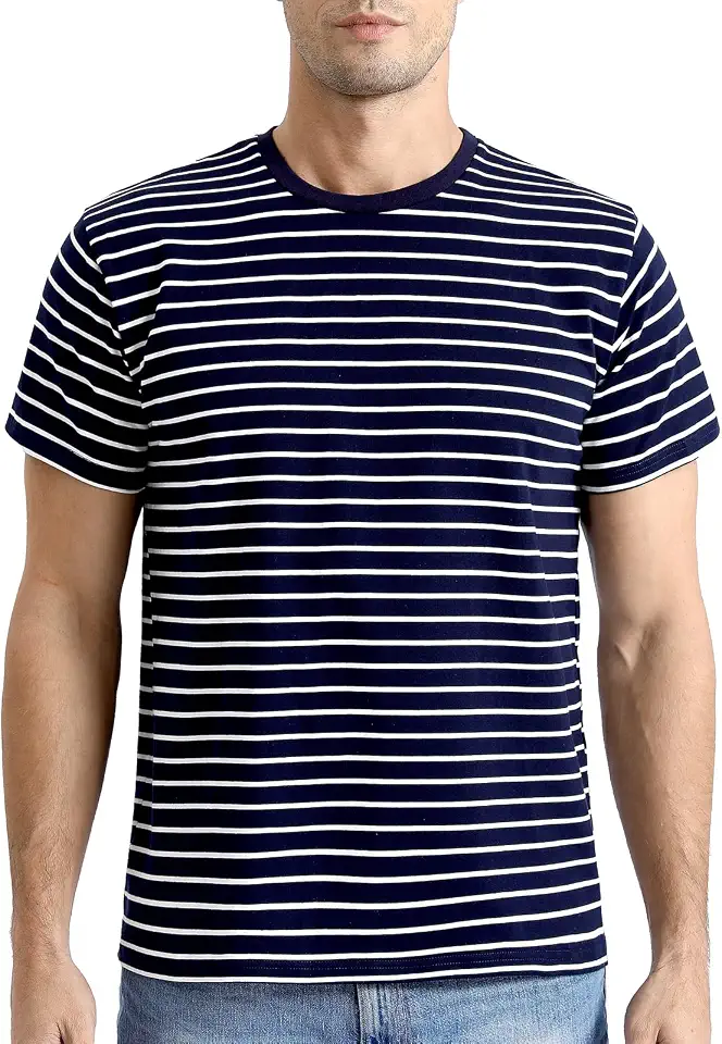 Men's Navy Breton Striped Shirt