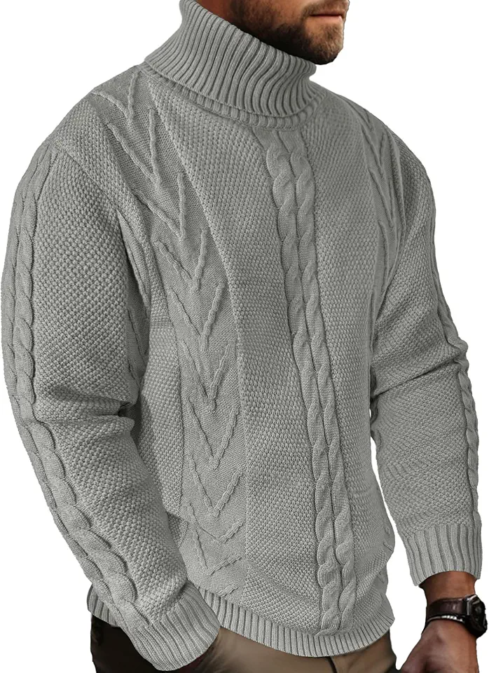 JEMLDL Men's Turtneck Pullover Sweaters Casual Pullover Sweater