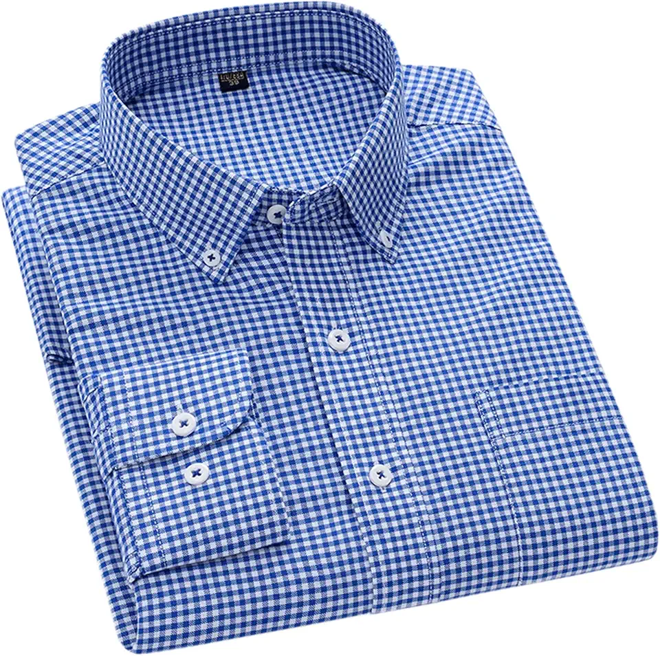 Cromoncent Mens Oxford Long Sleeve Button Down Shirts | Cotton, Long sleeve dress shirt, Plaid, Stripe, Solid, Regular fit, Office work, Formal events