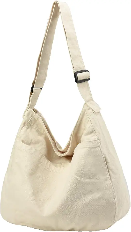 Canvas Tote Bag Casual Hobo Crossbody Shoulder Bag for Women and Men Large Purse Messenger Bag Travel Work
