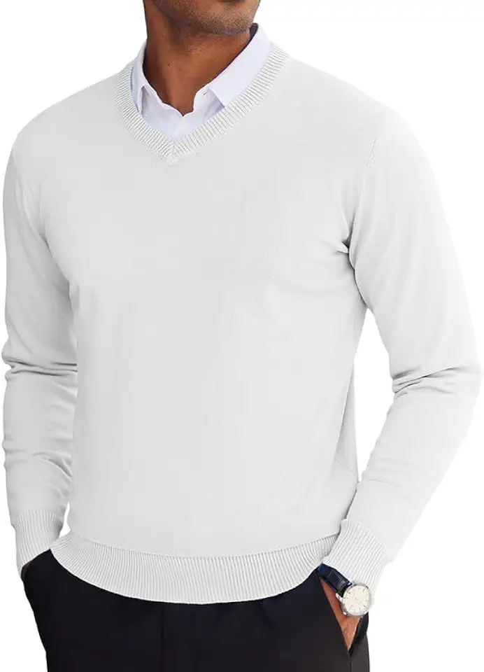 COOFANDY Men's V Neck Sweater Lightweight Knitted Pullover Sweaters