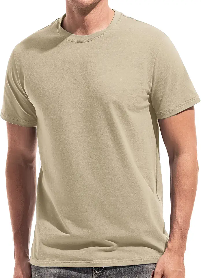 VEIISAR Men's Cotton Stretch T-Shirt, Midweight, Soft & Breathable, for Daily & Sports, All-Season