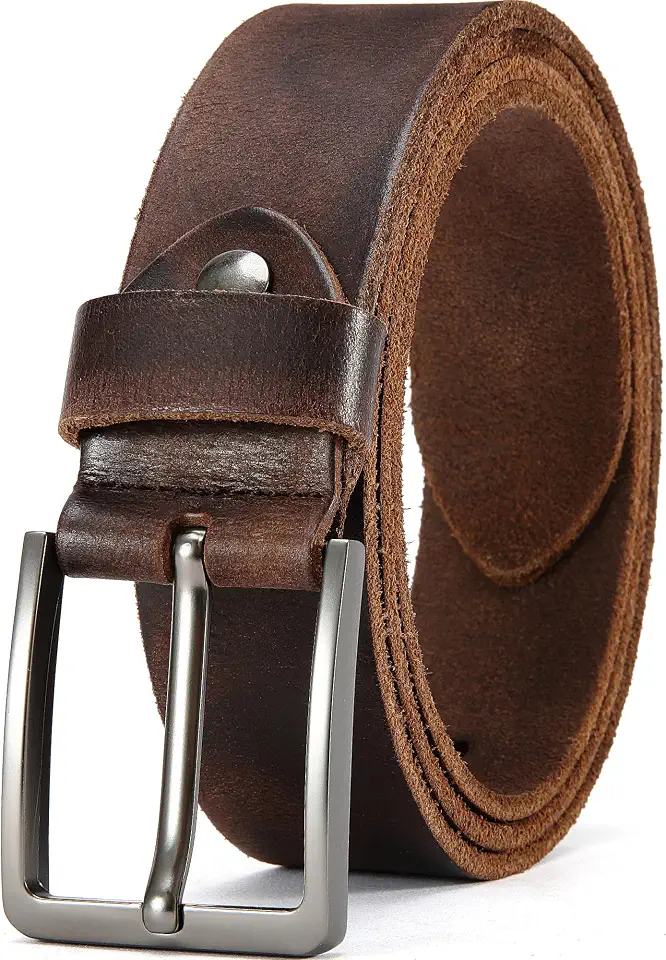 DOOPAI Men's Full Grain Leather Belt, 1.5" Wide, Handmade Casual Belt