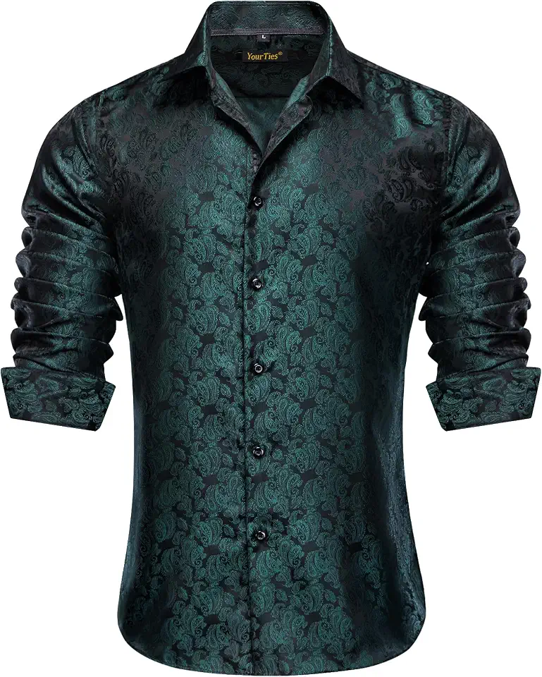 YourTies Mens Paisley Dress Shirt Western Long Sleeve Button Down Shirt