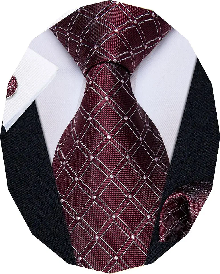 YourTies Striped Ties for Men Classic Woven Silk Necktie with Handkerchief Cufflinks Set Formal Business Party Wedding