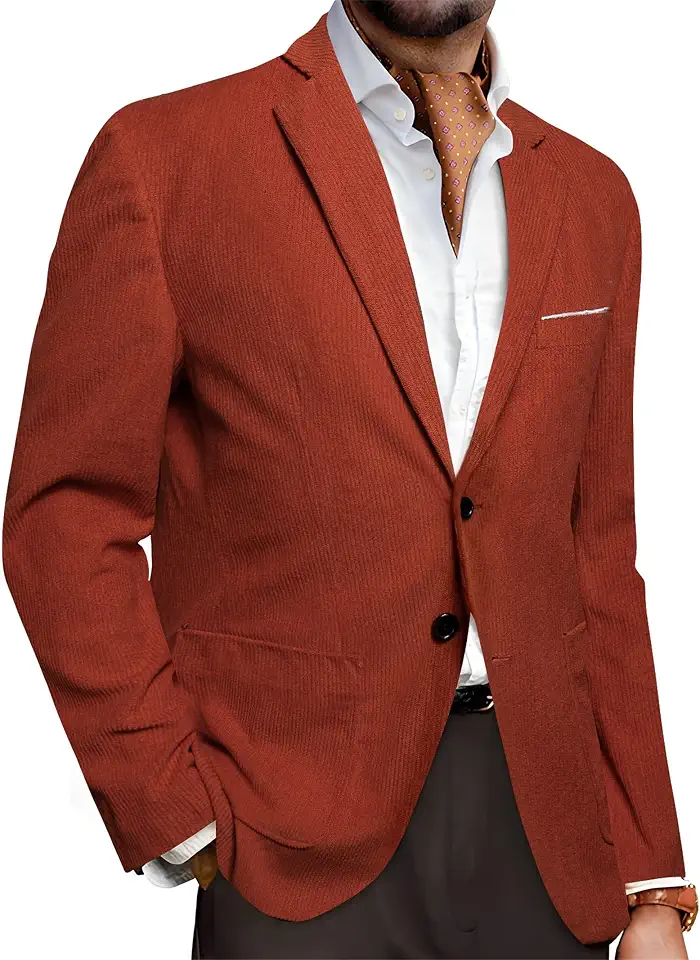 Men's Terracotta Rust Hopsack Blazer