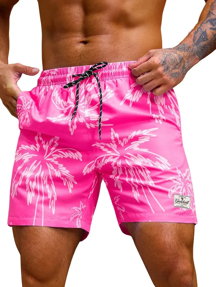 Verdusa Men's 7 Inch Swim Trunks with Pockets Quick Dry Swimsuit