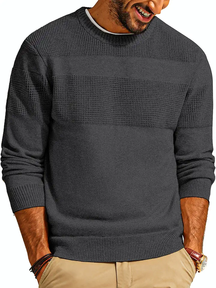 PJ PAUL JONES Mens Crewneck Textured Knit Pullover Sweaters