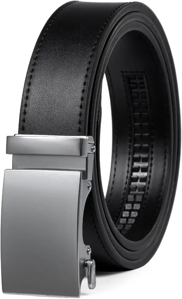 Ratchet Belts for Men-Black/Brown Belt Leather 1 3/8" for Casual Dress-Micro Adjustable Belt