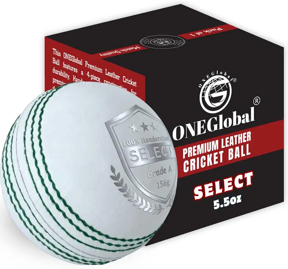 Select Leather Cricket Ball | 100% Handcrafted, 156g - 5.5oz, 4-Piece Construction | Ideal for T20, Net Practice, Training etc.