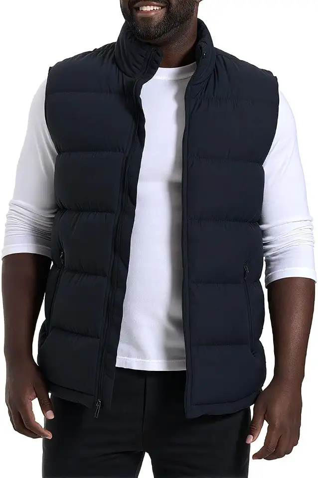 Men'S Winter Lightweight Puffer Vest Sleeveless Jacket Casual Puffy Vests