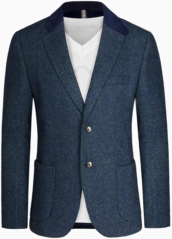Men's Navy Blue Tailored Wool Overcoat