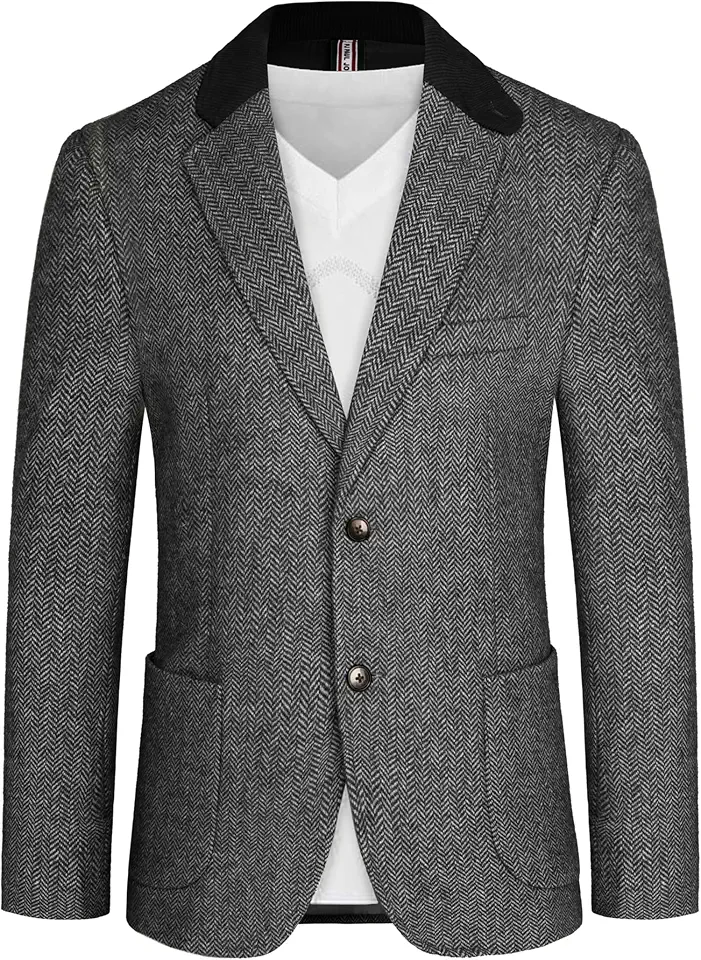Men's Charcoal Grey Tweed Wool Blazer