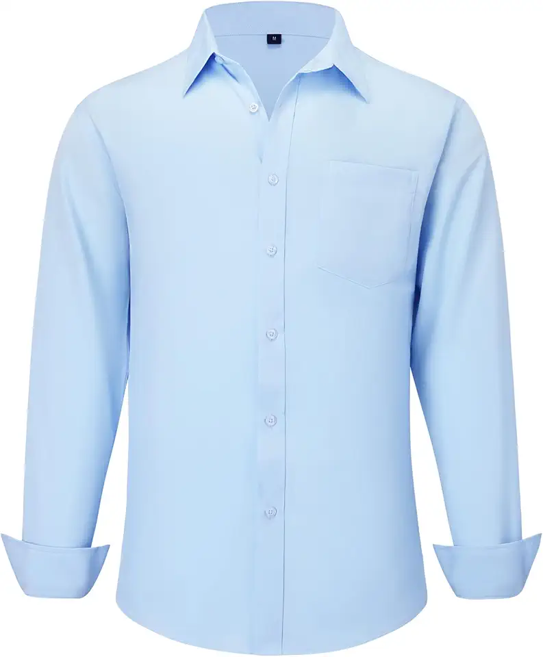 Men's Regular Fit Light Blue Long Sleeve Button Down Shirt