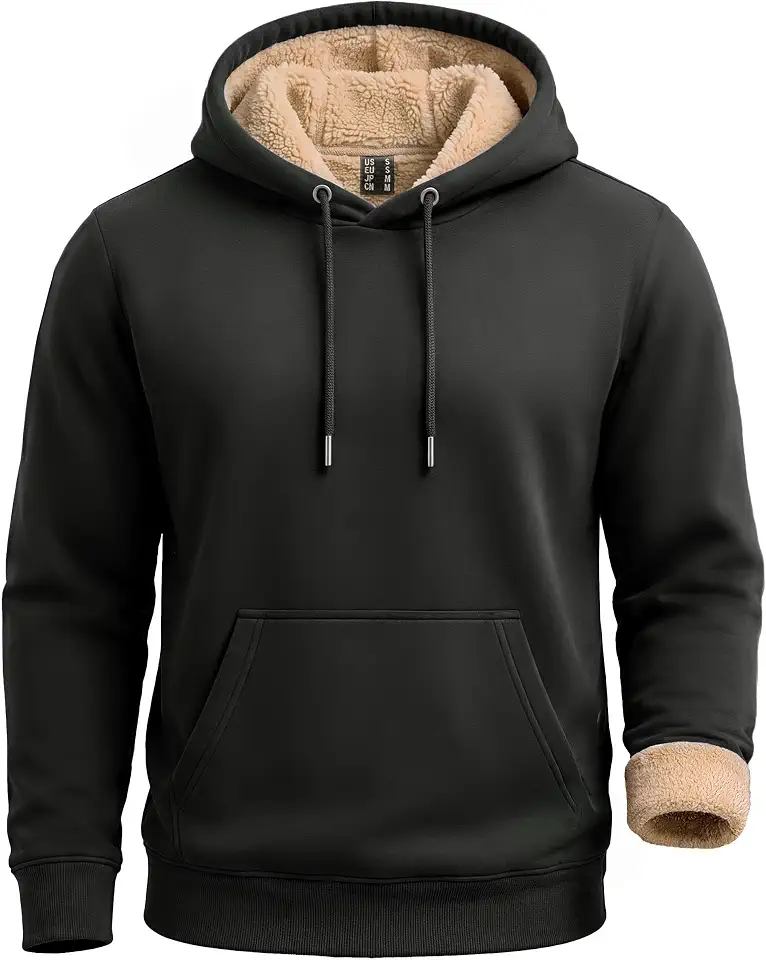 Boladeci Mens Sherpa Lined Hoodie Pullover Heavyweight Fleece Sweatshirt