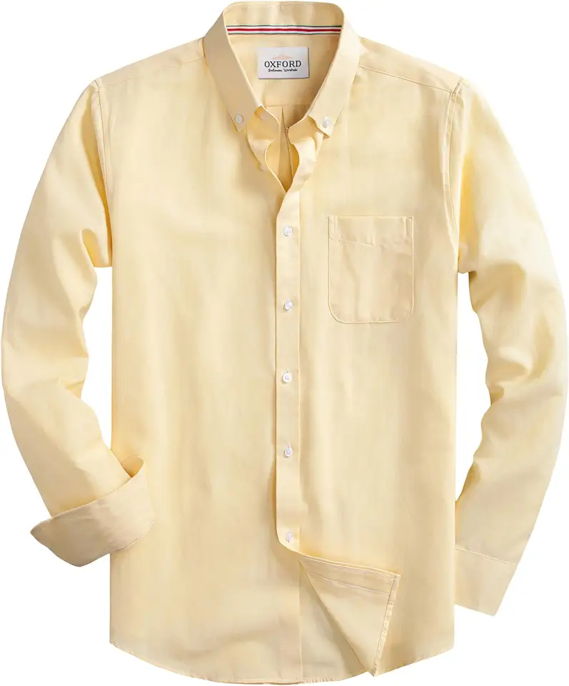 Mens Oxford Shirts Long Sleeve Slim Fit Lightweight Casual Button Down Shirts with Pocket