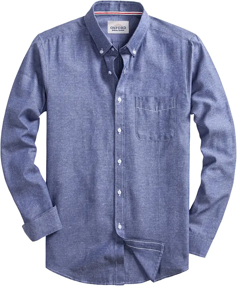 Mens Oxford Shirts Long Sleeve Slim Fit Lightweight Casual Button Down Shirts with Pocket