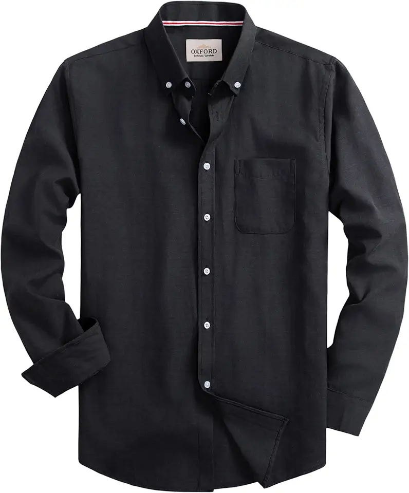 Mens Oxford Shirts Long Sleeve Slim Fit Lightweight Casual Button Down Shirts with Pocket