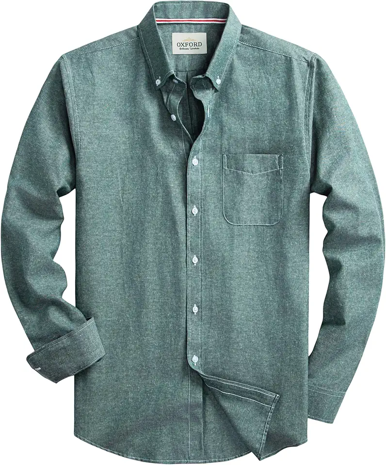 Mens Oxford Shirts Long Sleeve Slim Fit Lightweight Casual Button Down Shirts with Pocket