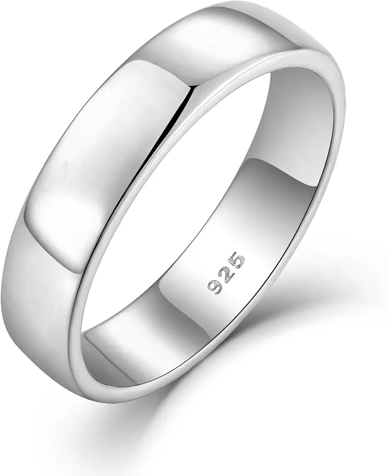 STARCHENIE Solid 925 Sterling Silver Wedding Band Ring, 2mm 3mm 4mm 5mm 6mm 7mm 8mm Width, Comfort Fit High Polish, for Men and Women