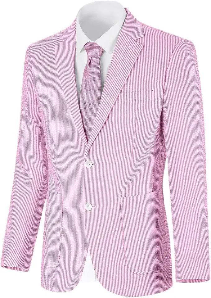Men's Brown Striped Seersucker Suit Jacket