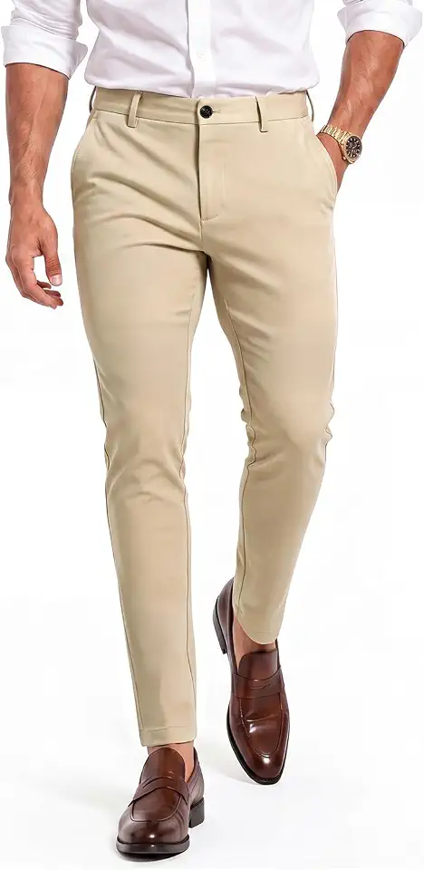 GINGTTO Mens Skinny Pants Tapered Leg Stretch Slim Fit Dress Pants for Men