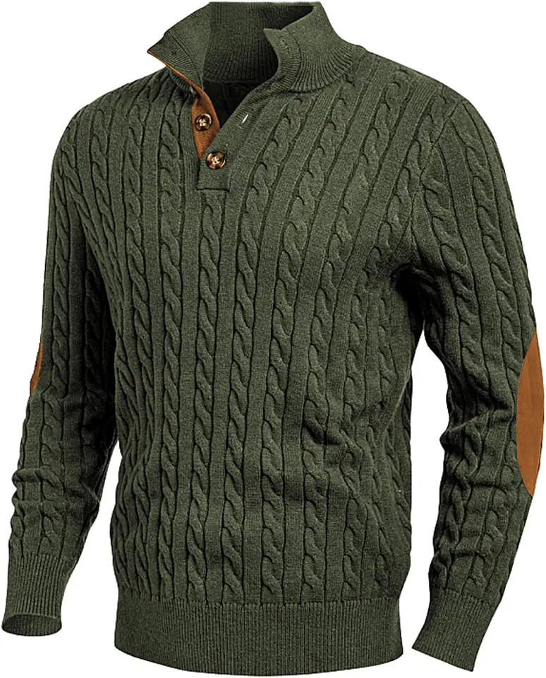 Global Recycled Standard JMIERR Men's Casual Long Sleeve Cable Knit Pullover Sweater