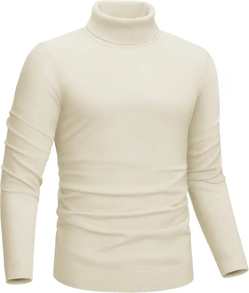 CRYSULLY Men's Turtleneck Sweaters Slim Fit Basic Solid Long Sleeve Casual Knitted Pullover Sweater