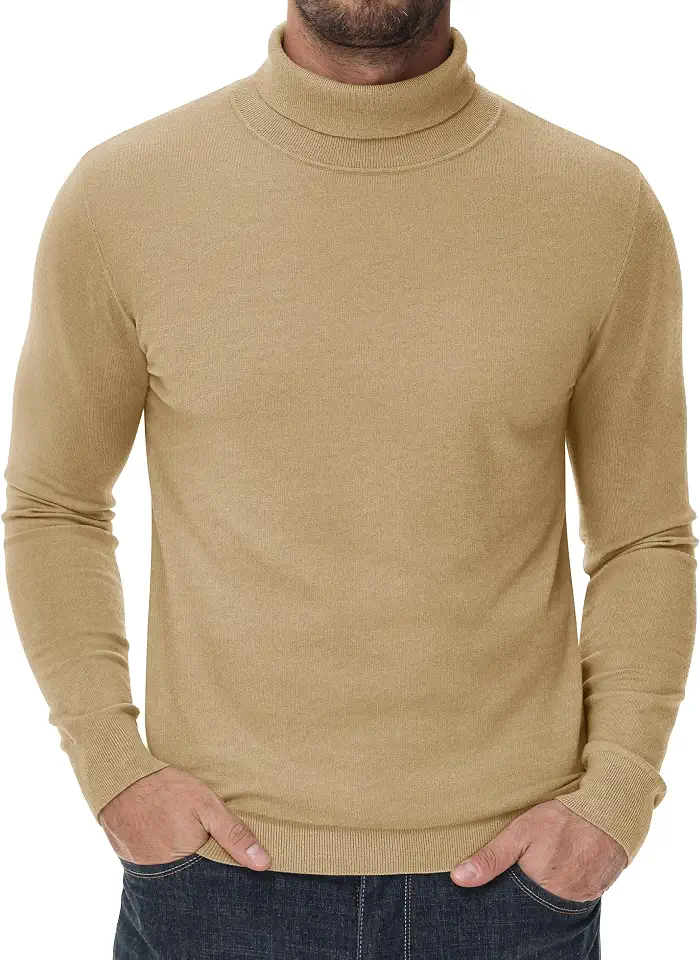 CRYSULLY Mens Turtleneck Sweaters Long Sleeve Slim Fit Knitted Pullover
