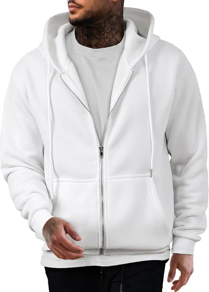 JMIERR Men's Full-Zip Fleece Hoodie Sweatshirt