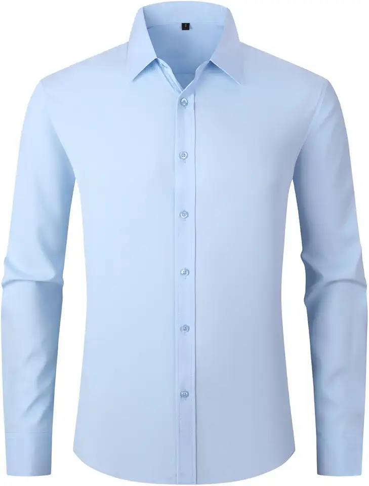 Dress Shirts for Men's Long Sleeve Button Down Shirt Slim Fit Business Formal Stretch Shirt
