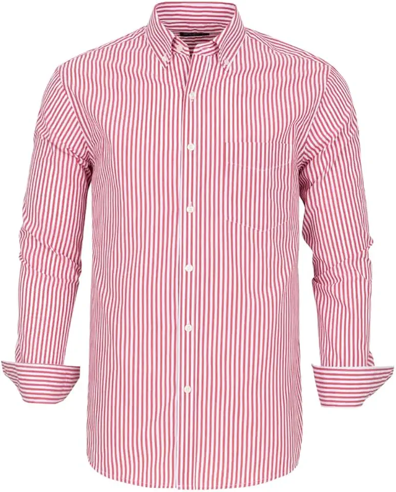 Men's Button Down Shirts Plaid Long Sleeve Dress Shirts Regular-Fit Casual Shirt