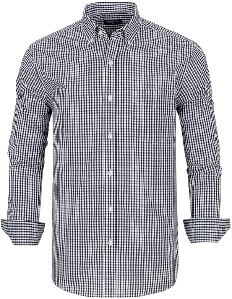 Men's Button Down Shirts Plaid Long Sleeve Dress Shirts Regular-Fit Casual Shirt