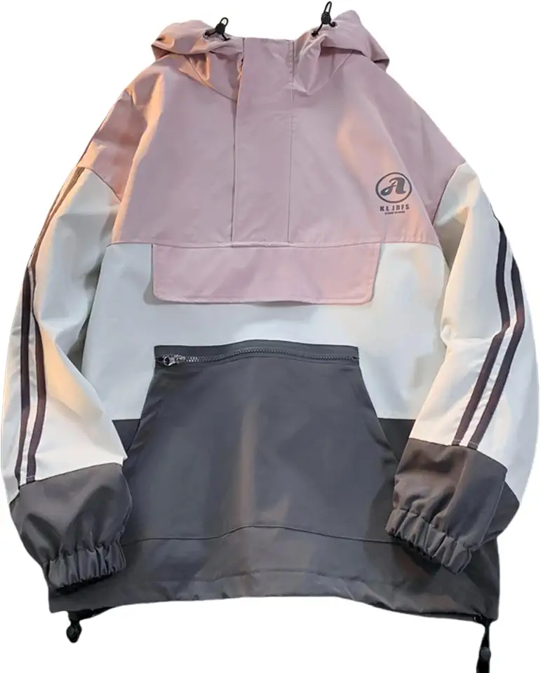 GURUNVANI Mens Windbreaker Jacket Color Block Half Zip Hooded Pullover