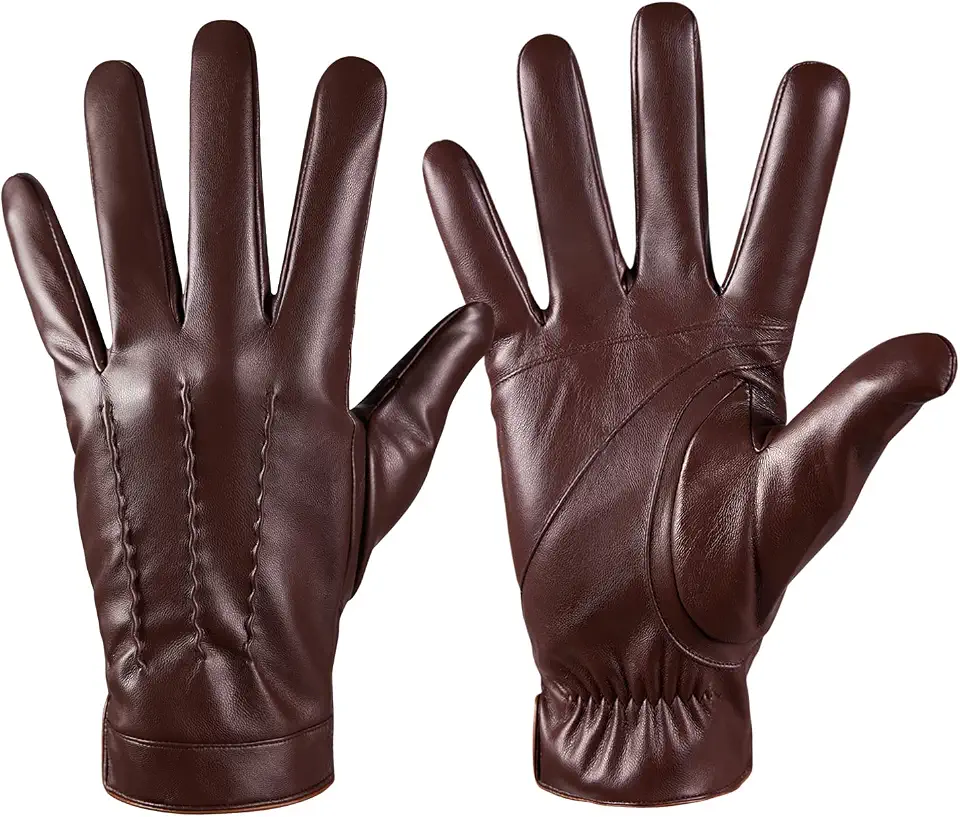 Winter Leather Gloves for Men,Touchscreen Snow Driving Gloves with Cashmere Lining for Motorcycle Driving Riding