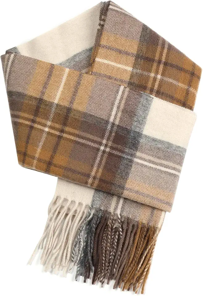 Winter Wool Plaid Scarf for Men,Women Fashion Tartan Wrap Checkered Scarves