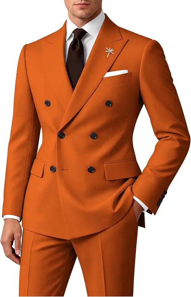 Global Recycled Standard Mens Suits Double Breasted Suit Men Slim Fit 2 Piece Wedding Prom Double Breasted Blazer Groom Suit Pants Sets