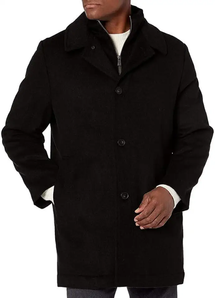 Adam Baker Men's Wool Coat | Classic Fit, Single-Breasted Overcoat | Big and Tall Winter Coats for Men | Wool Blend Jacket