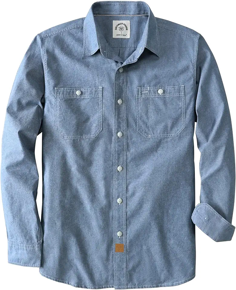 Dubinik® Chambray Shirt Men Cotton Mens Long Sleeve Button Down Shirts