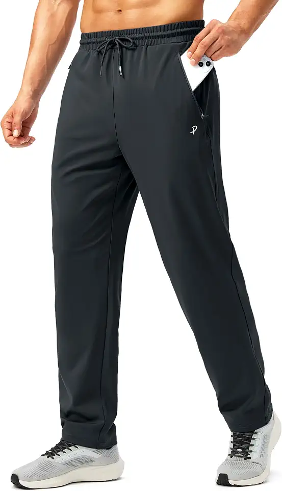 Pudolla Men's Sweatpants Workout Athletic Pants with Zipper Pockets