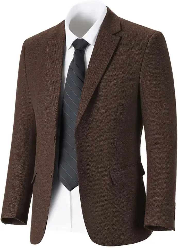Tweed Herringbone Men's Suit Jackets Retro Slim Fit Sport Coats Blazer Prom Business Casual Men Tux Jacket Wedding Blazers