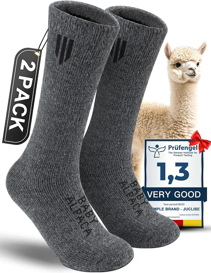 OEKO-TEX STANDARD 100 Juclise Baby Alpaca Wool Boot Socks for Men and Women, Thermal Winter Socks