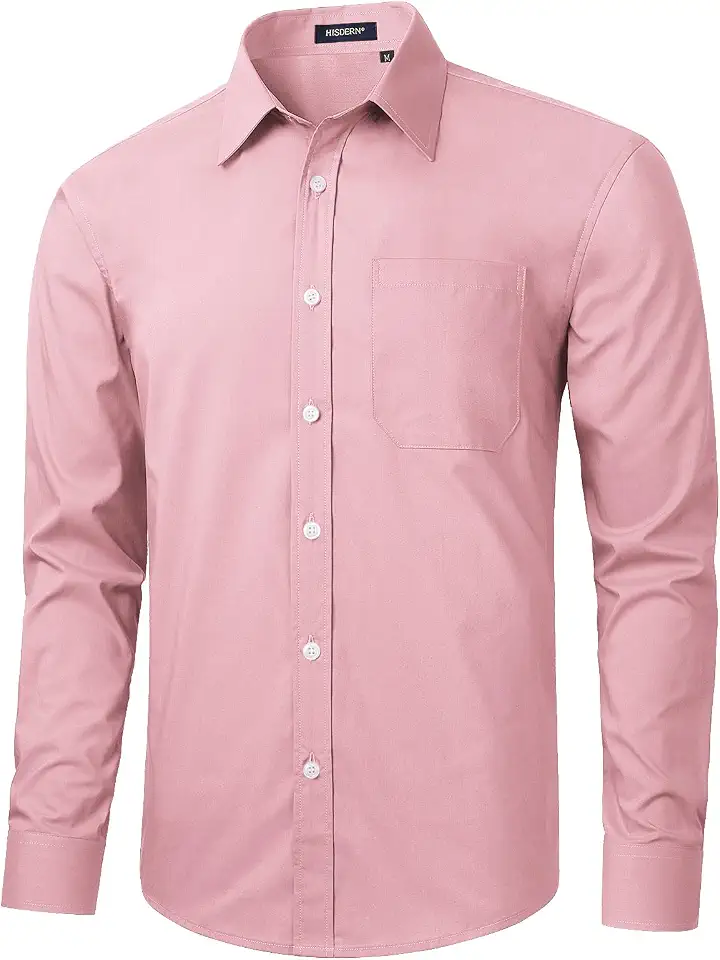 HISDERN Mens Dress Shirts Long Sleeve Button Down Casual Shirts for Men Inner Contrast Formal Business Tuxedo Wedding Shirt
