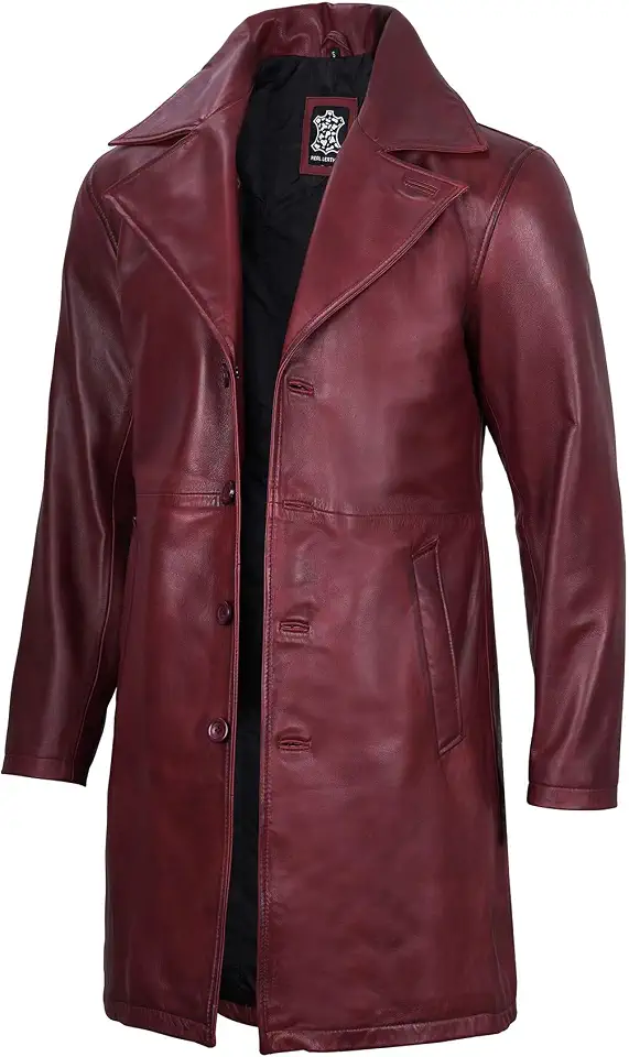 Real Lambskin Leather Coats for Men Mid Lenght Car Coat Jackets