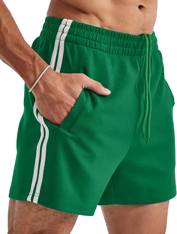 Ouber Men’s 4’’ Bodybuilding Shorts – Retro Striped Gym Shorts for Training & Workout