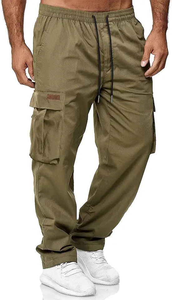 HOTake Men's Casual Cargo Sweatpants Waist Drawstring Joggers Hiking Tactical Pants for Men with Pockets