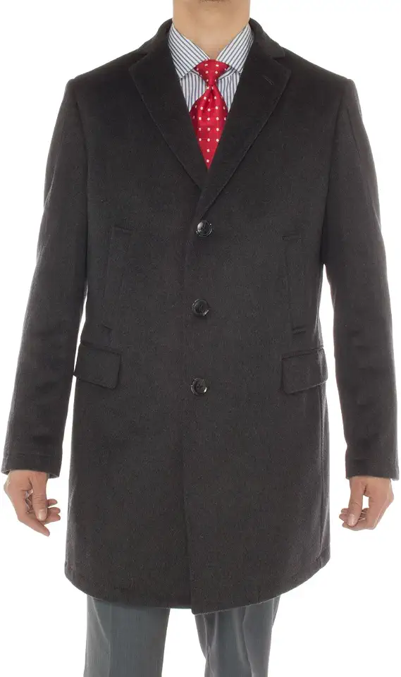 GN Luciano Italian Men's Cashmere/Wool Trench Coat Modern Topcoat Overcoat