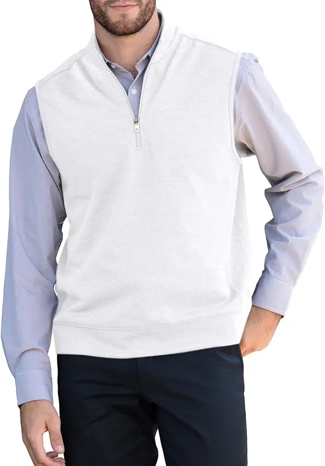 Men's White Zip Up Vest