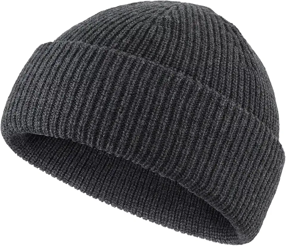 Men's Dark Grey Ribbed Beanie