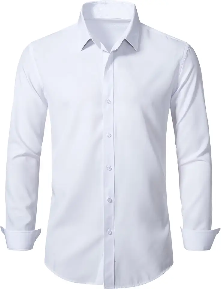 Mens Stretch Slim Fit Dress Shirts Lightweight Soft Long Sleeve Casual Button Down Shirts